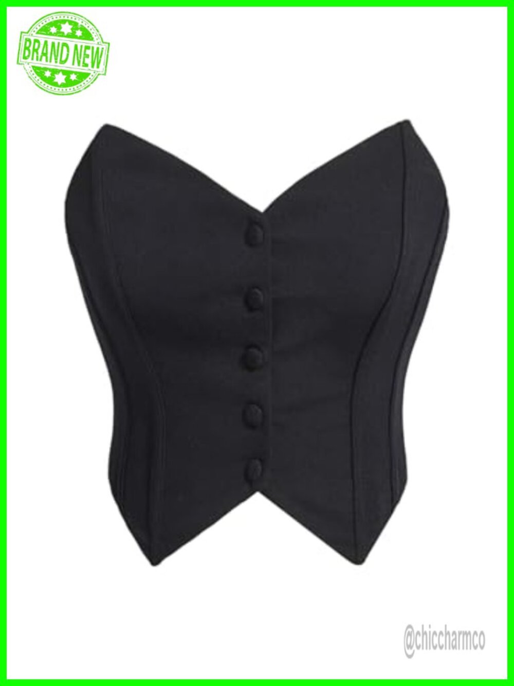 Women's Button Down Bustier Corset Crop Top Strapless Y2K